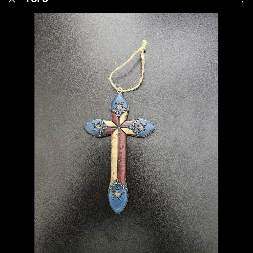 Rainbow Resin Western Cross Christmas Ornament  5" In Size Set Of 12  2 Of Each